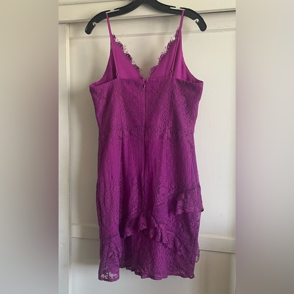 Adelyn Rae Lace Sheath Dress With Tiered Skirt. In Pink/Purple. Pre-Owned. - Picture 6 of 9